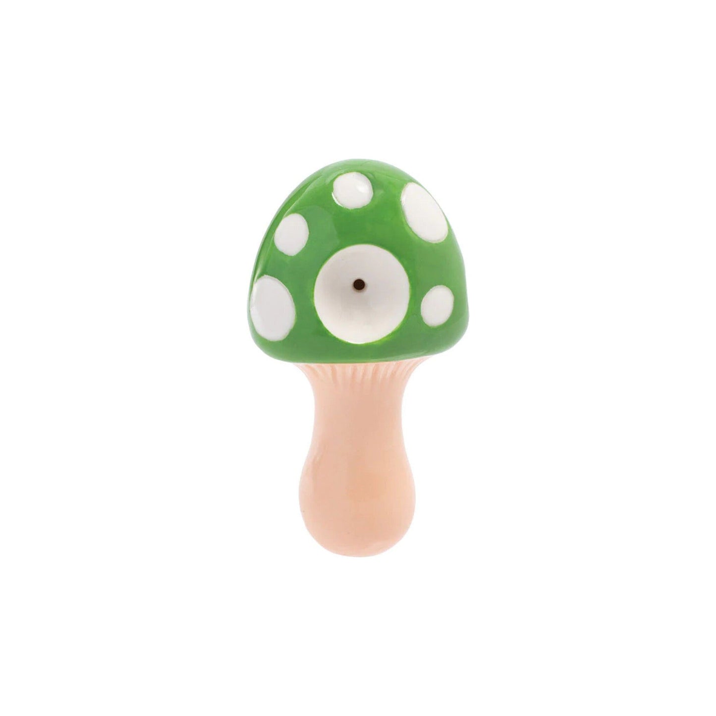 Wacky Bowlz - Ceramic Pipe - Fun Designs and Unique Shapes - 3.5" - Mushroom Green