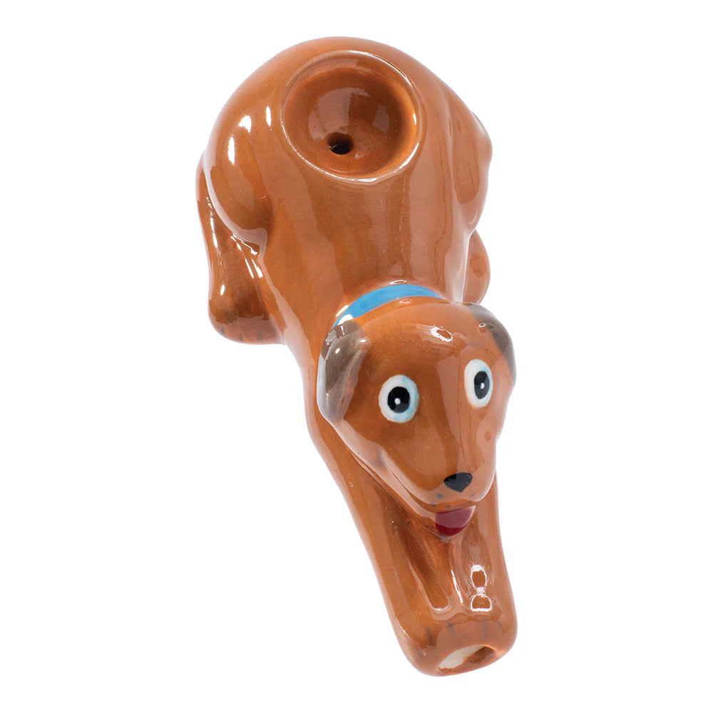 Wacky Bowlz - Ceramic Pipe - Fun Designs and Unique Shapes - 3.5" - Brown Dog