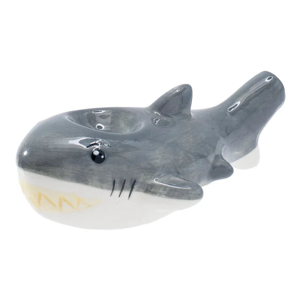 Wacky Bowlz - Ceramic Pipe - Fun Designs and Unique Shapes - 3.5" - Shark