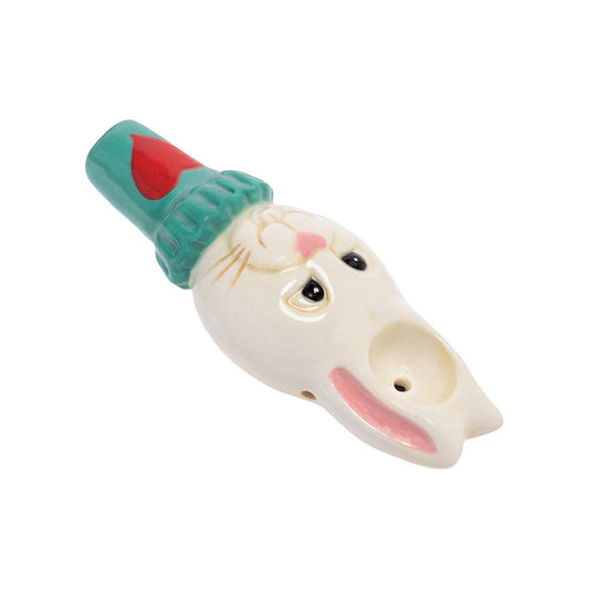 Wacky Bowlz - Ceramic Pipe - Fun Designs and Unique Shapes - 3.5" - White Rabbit