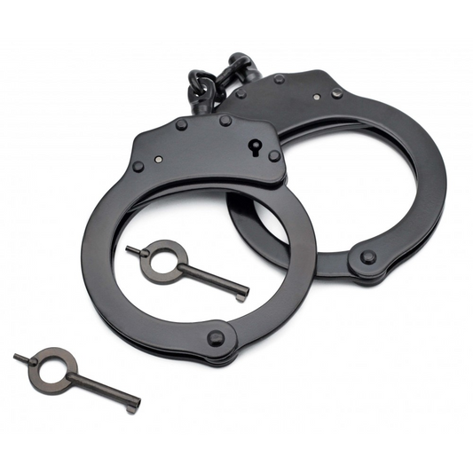 Double Locked Chained Handcuffs - Black - LCH103BK