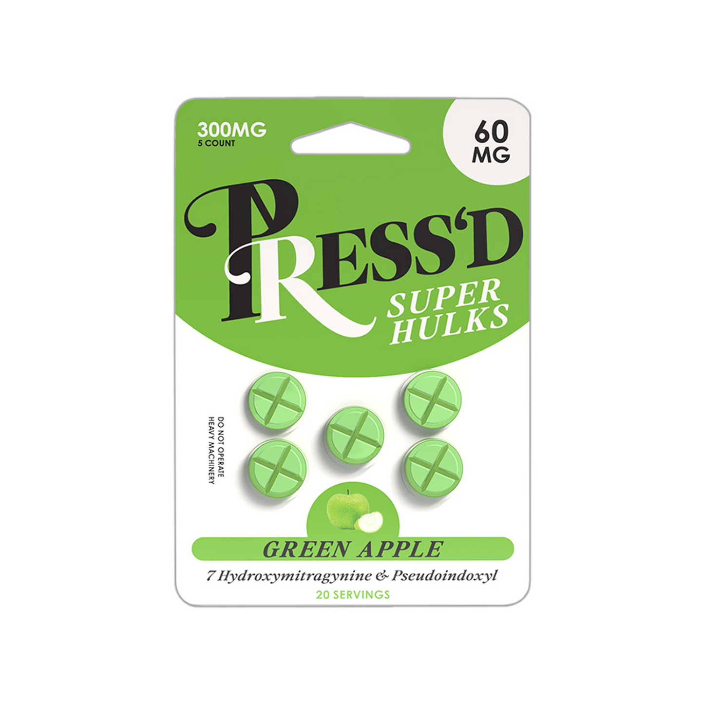 Press'd - Pseudo + 7-OH Tabs - Super Hulks - 60mg - 5pk - 10ct
