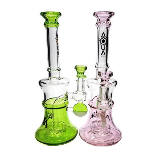 AQUA BANGER HANGER CYLINDER BUBBLER W 4 HOLE FIXED DIFFY STEM BENT NECK