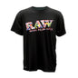 BLACK SHIRT MULTI-FLAG RAW LOGO