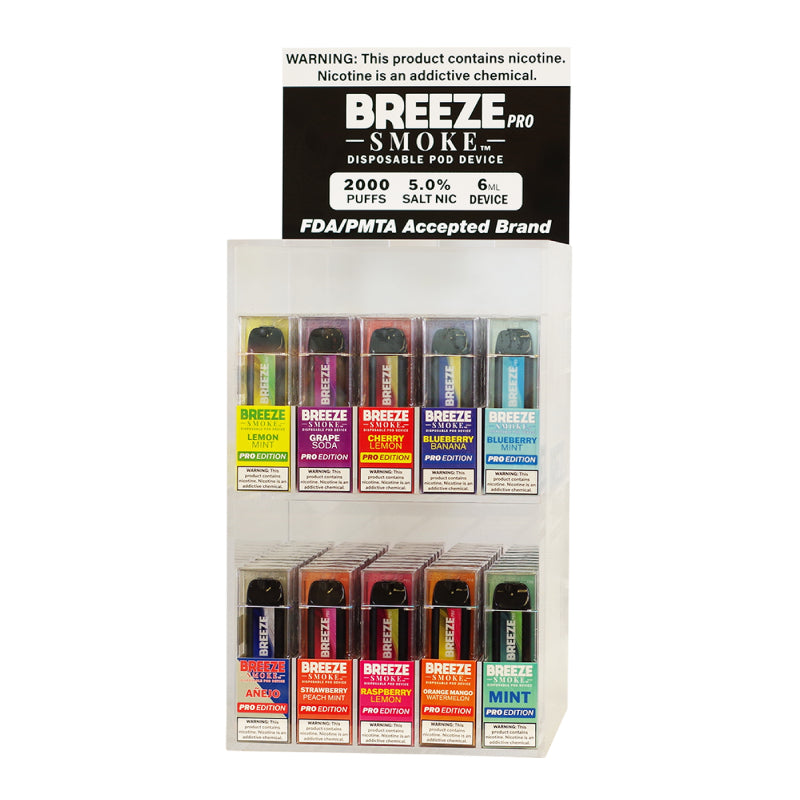Breeze Pro Pre-Filled Mix Flavors Counter Display 100CT