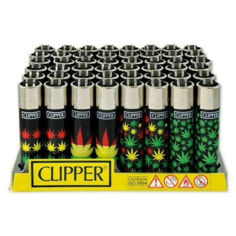 Clipper Lighter Display - 48ct - Rasta Leaves