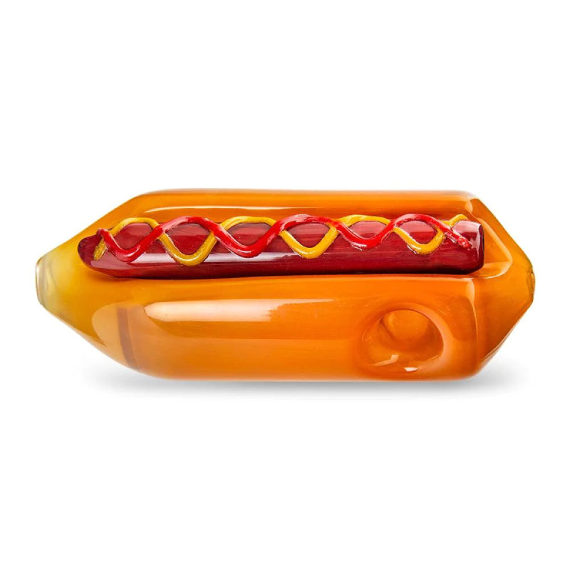 Custom Glass Hand Pipe - 5" - Hot Dog