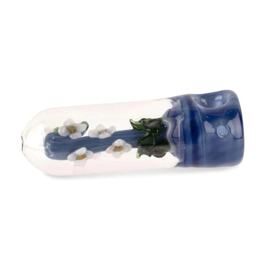 Custom Glass Steamroller Hand Pipe - 5" - Flower Implosion