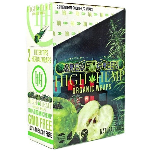 High Hemp Wraps - Area 51 Green 25ct