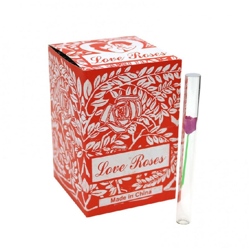 LOVE ROSE GLASS TUBE RED 36CT