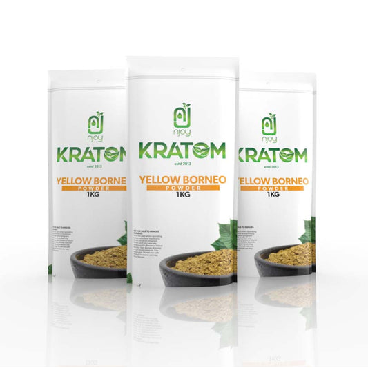 NJOY KRATOM 1KG YELLOW BORNEO POWDER BAG