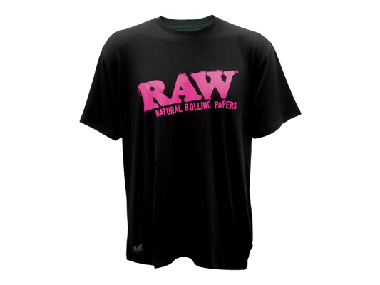 RAW T-Shirt W/ Pink Logo - Black