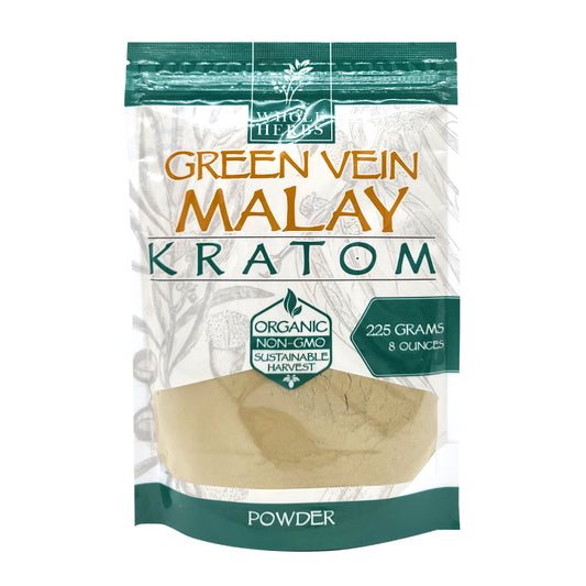 WHOLE HERBS GREEN VEIN MALAY KRATOM
POWDER 8oz