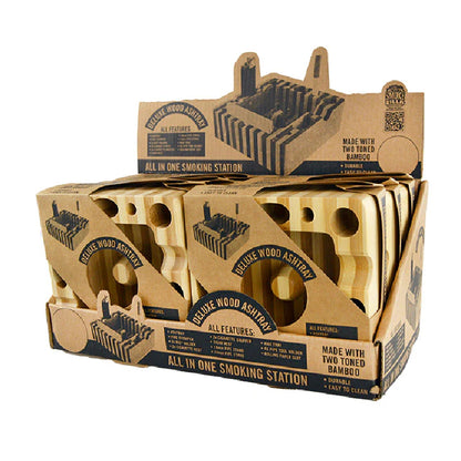 Smokezilla Bamboo Wood Ashtrays - 6ct