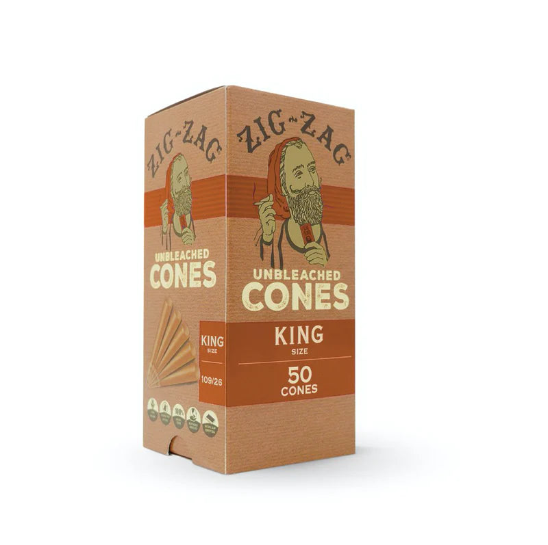 Zig Zag Cones - King Unbleached - 50 Cones